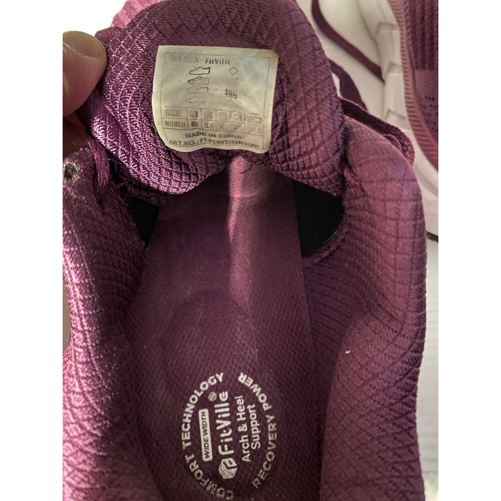 FitVille Rebound Core Women’s 8W Walking Shoes Purple Wine Wide Width Arch Suppo - Picture 8 of 8